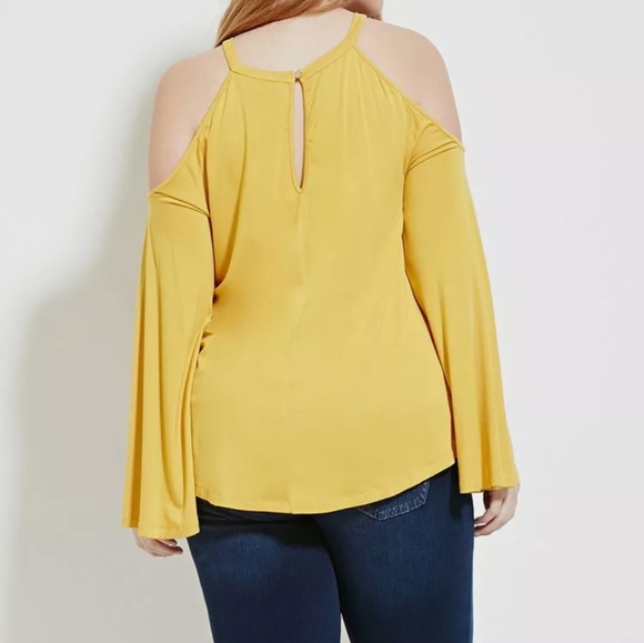 Forever 21 mustard cold Shoulder blouse - Picture 4 of 7